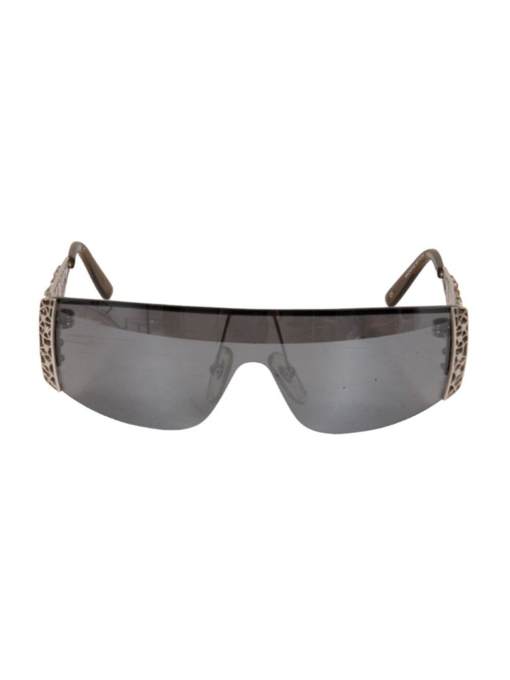 Lulu Guinness Vintage Crystal BBL004 Sunglasses Silver Innovative Shield Shades